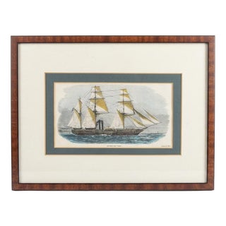 H. M. Steam-Ship Tiger, Hand-Tinted Lithograph, 1854, Framed For Sale