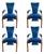 1980s Carson’s of High Point Blue Velvet & Brass Dining Chairs, Set of Four For Sale