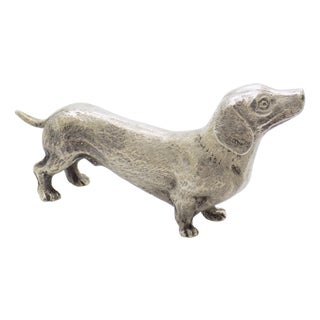 Large Vintage Italian Handmade Silver Dachshund Dog Figurine, Tuscany, Italy, 1950s For Sale