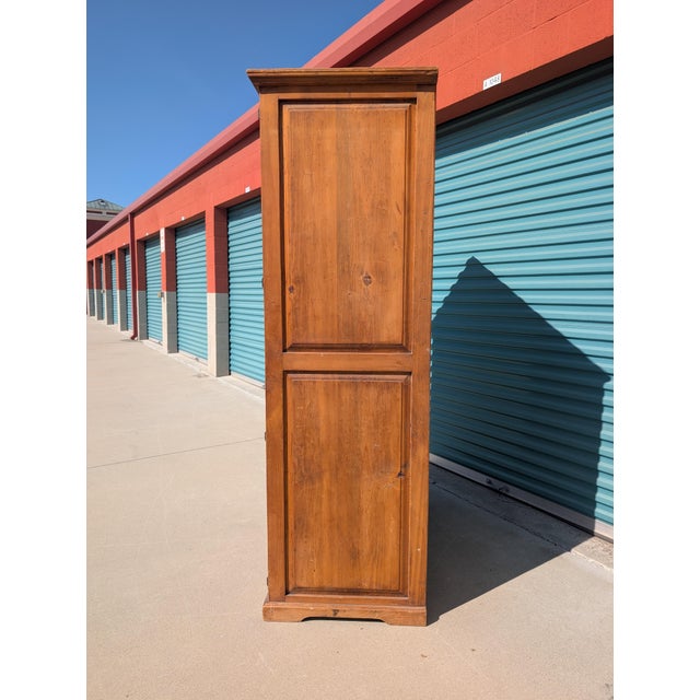 Vintage Mexican Solid Wood Armoire With Handcrafted Iron Hardware For Sale - Image 11 of 17