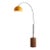 1980s Nova of California Half Dome Tambo Floor Lamp in Black Nickel - 92" Mid Century Arc Lamp, Mustard Shade, Dark Walnut Base For Sale