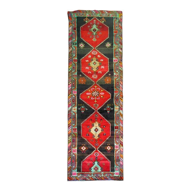 Zabihi Collection Vintage Turkish Kars Corridor Size Rug For Sale
