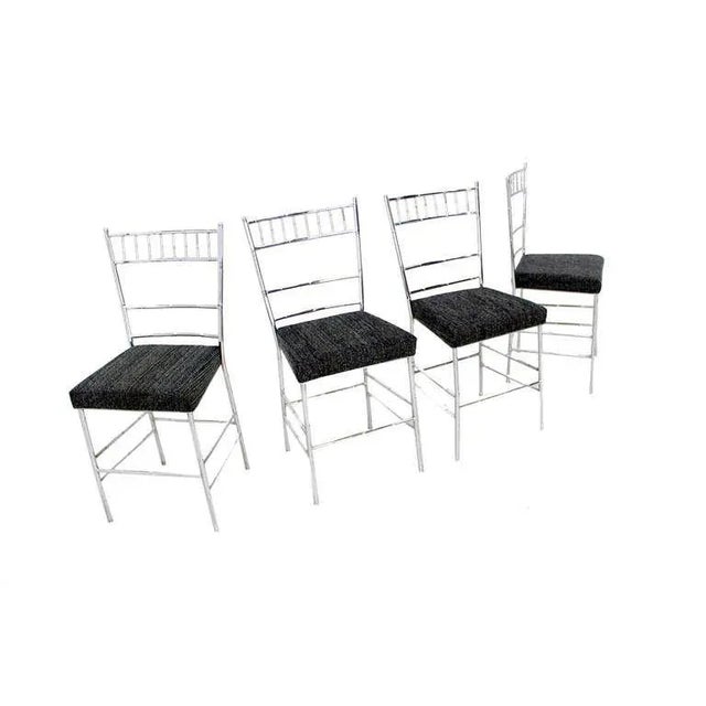 Chrome Mid-Century Modern Faux Bamboo Chrome Dining Chairs- Set of 4 For Sale - Image 8 of 9