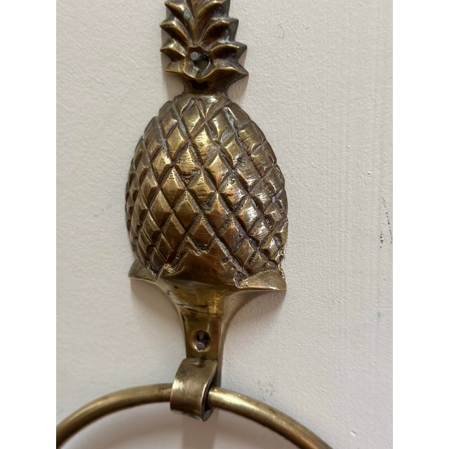 Mid-Century Modern Vintage Brass Pineapple Hand Towel Ring Holder For Sale - Image 3 of 5
