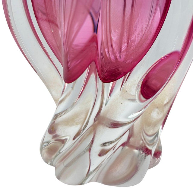 Glass 1950s MCM Czech Cranberry Art Glass Vase by Josef Hospodka for Chribska Glassworks For Sale - Image 7 of 9