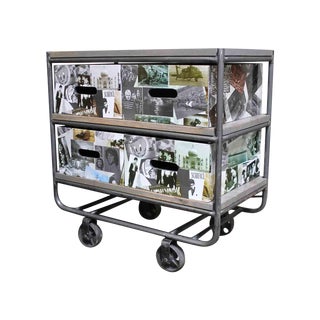 Photo Collage 2-Tier IronTrolley with Storage For Sale