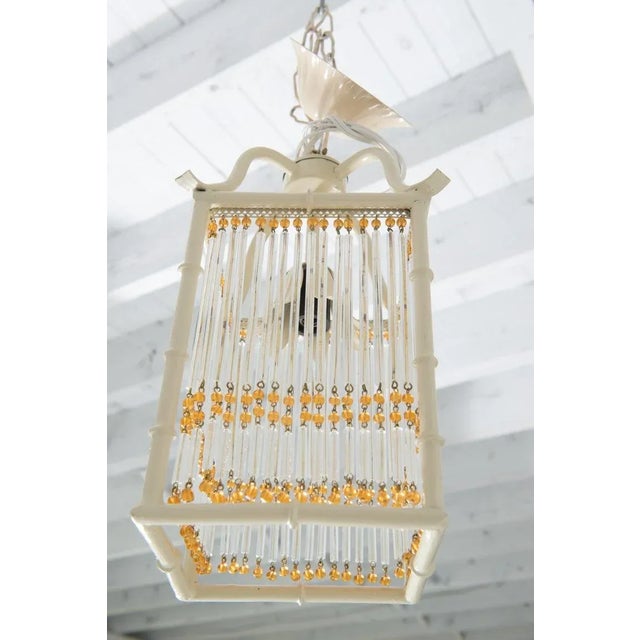 White Mid 20th Century Small White Chinoiserie Faux Bamboo Metal Lanterns For Sale - Image 8 of 13