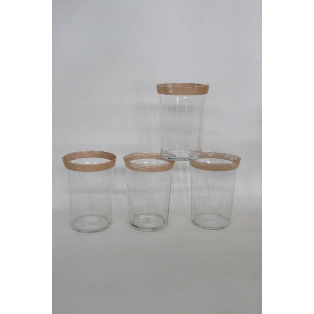 18pc Paneled Glassware Set Gold Border Crystal Goblets Etched Floral Motif 5112b For Sale In Miami - Image 6 of 18