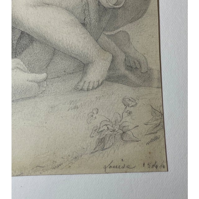 Antique 16th Century Original Religious the Holy Family Pencil Drawing Sketch For Sale - Image 12 of 13