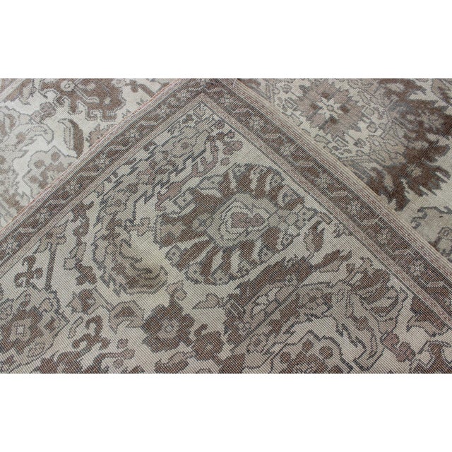 Taupe Muted Turkish Oushak Rug Featuring Soft Taupe, Faded Sage, and Pale Gray For Sale - Image 8 of 8
