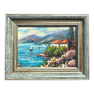 Framed Seascape Coast Oil Original Painting Contemporary by Valeriya Serova For Sale