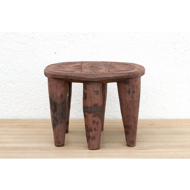 Wood Nupe Stool W/ Black Dots For Sale - Image 4 of 8