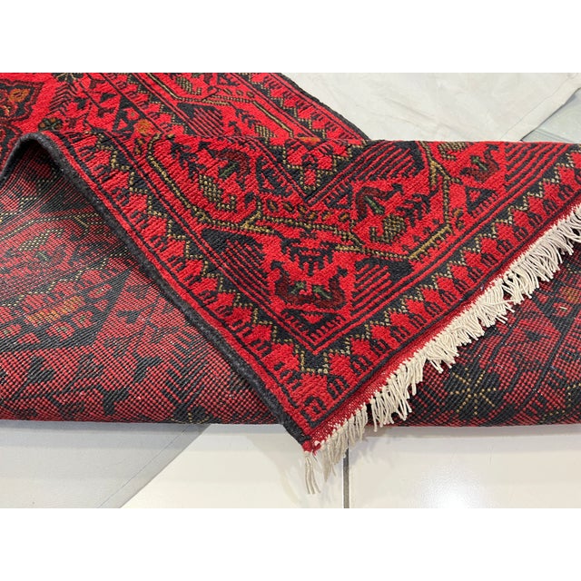 Extra-Long Red and Navy Tribal Medallion Runner Rug, 2'7" X 19'1" For Sale - Image 11 of 16