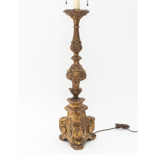 Late 19th Century Italian Baroque Revival Giltwood Table Lamps, Pair For Sale - Image 5 of 8