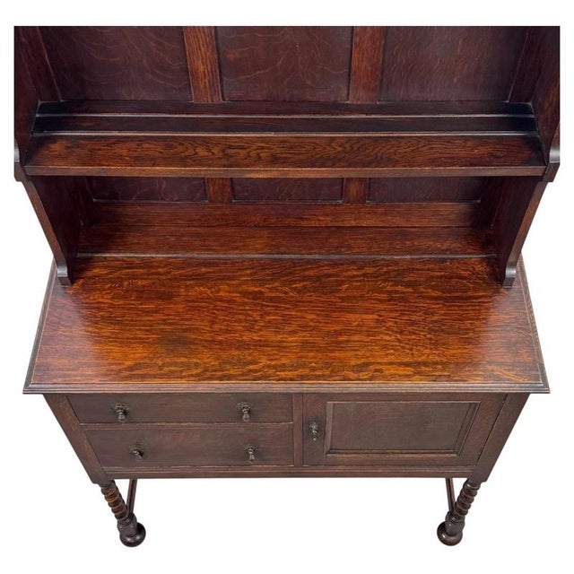 2000 - 2009 Antique Early 20th Century English Barley-Twist Oak Welsh Dresser For Sale - Image 5 of 13
