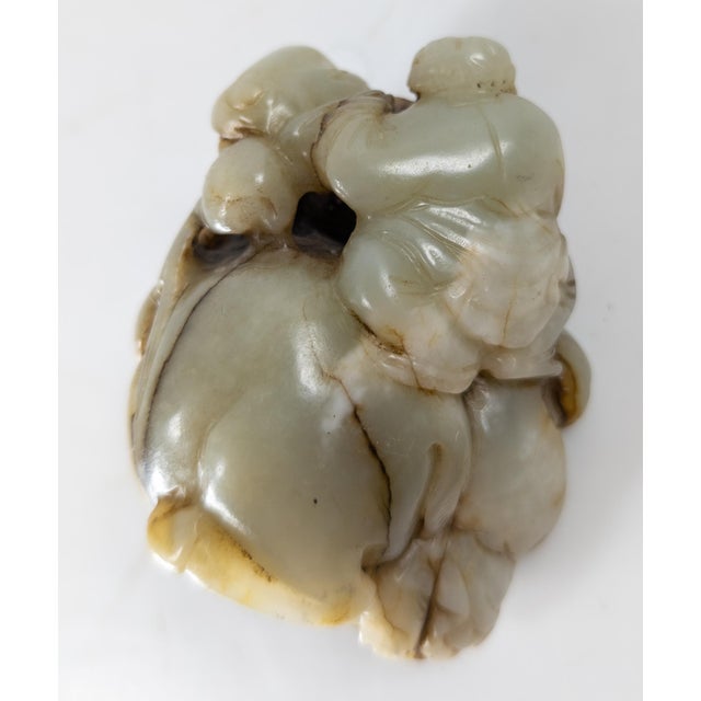 20th Century Chinese Qing Style Nephrite Jade Carving of Boys and Ram For Sale - Image 10 of 13