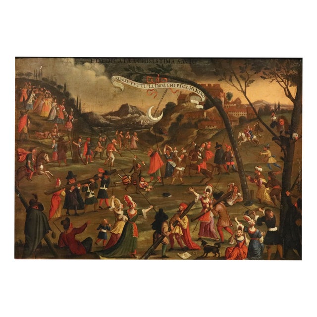 Alexander Van Bredael, Allegory of Human Folly, 18th Century, Oil Painting on Canvas, Framed For Sale