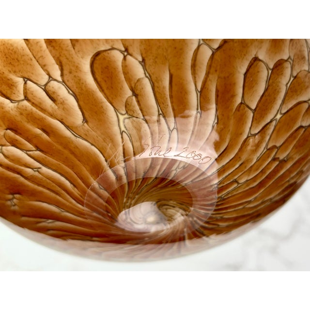 Cohn-Stone Studios Signed Art Glass "Tortoise Shell" Vase - 8" c.2000 For Sale - Image 9 of 10