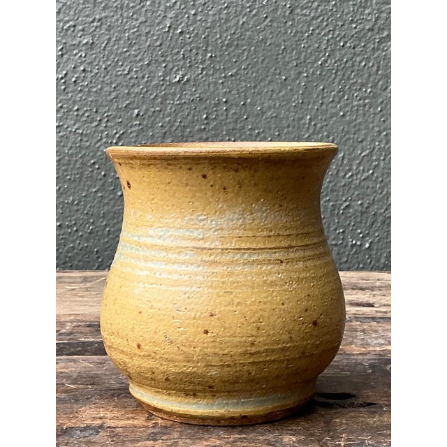 Ceramic Vintage Original Studio Pottery Speckled Vase For Sale - Image 7 of 12
