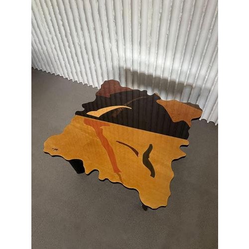 Coffee Table Sculptural Masterpiece in Wood Inlay by Carlo Malnati, 1980s For Sale - Image 8 of 8
