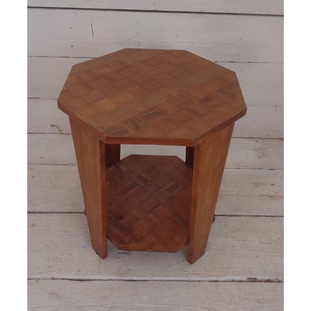 Art Deco Octagonal Walnut Coffee Table with Checkered Top, 1940s For Sale - Image 3 of 11