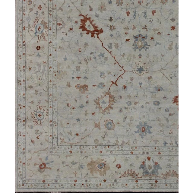 Modern Large Hand Knotted Oushak by Keivan Woven Arts 12' X 15' For Sale - Image 3 of 12