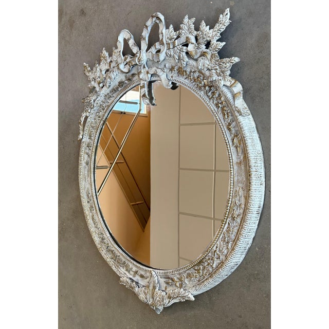 Late 19th Century Round French Rococo Gilted & White Bronze Wall Mirror For Sale - Image 11 of 18