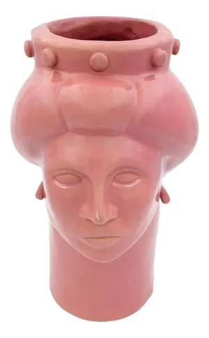 Roxelana Medium Ceramic Head • Pink Trapani from Crita Ceramiche