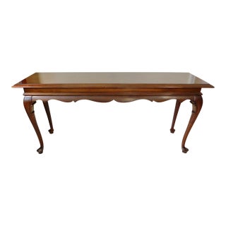 Ethan Allen Georgian Court Queen Anne Solid Cherry Wood Console Table For Sale