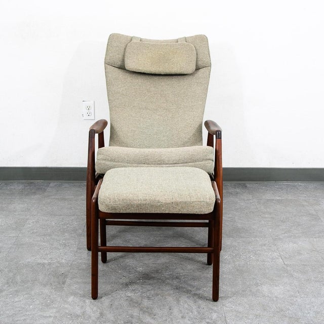 Mid Century Danish Modern Lounge Chair Teak Ottoman Recliner Arm Attributed to Madsen and Schubell for Bovenkamp For Sale - Image 11 of 12