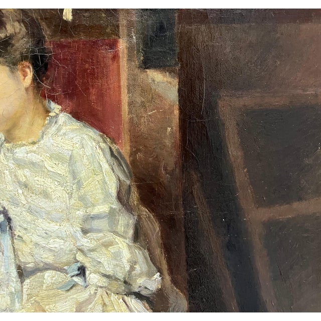 Ernest Jean Joseph Godfrinon, Elegant Woman in the Living Room, 1898, Oil on Canvas For Sale - Image 9 of 18