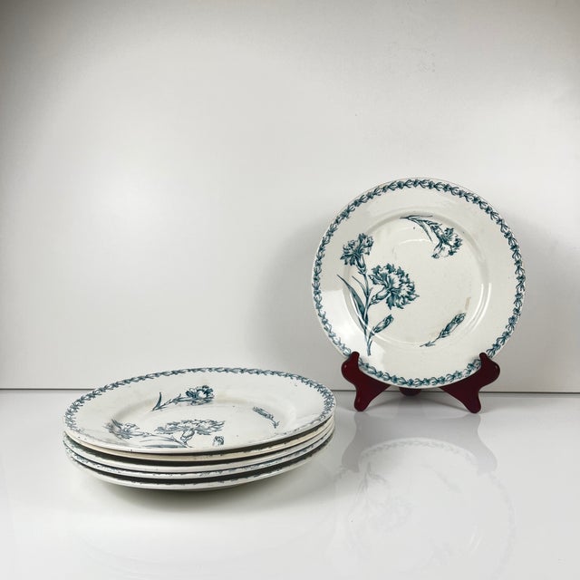 Earthenware Oeillet Dinner Plates from KG Lunéville, 19th Century, Set of 6 For Sale - Image 14 of 14