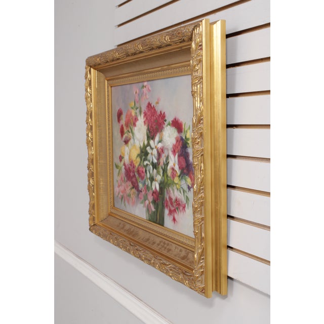 Traditional Oil on Canvas Painting Still Life Flowers For Sale - Image 3 of 17