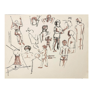 1970s Ron Yrabedra Figural Watercolor