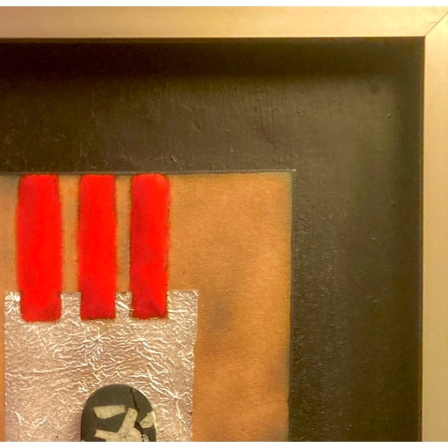 "Study in Silver, Black and Red" Original Painting, Framed For Sale In New York - Image 6 of 7