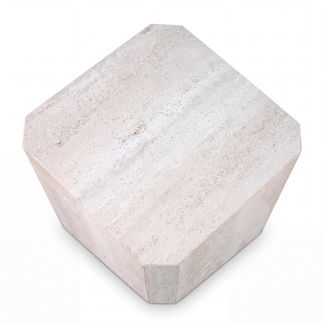 Large Scale Organic Modern Travertine Stone Cube Side Tables or Pedestals - Pair For Sale In Atlanta - Image 6 of 6