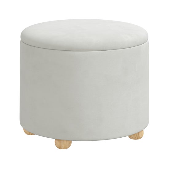 Transitional Custom Listing - Kelsy Round Storage Ottoman in Verdure Merlot with Espresso Bun Feet For Sale - Image 3 of 4