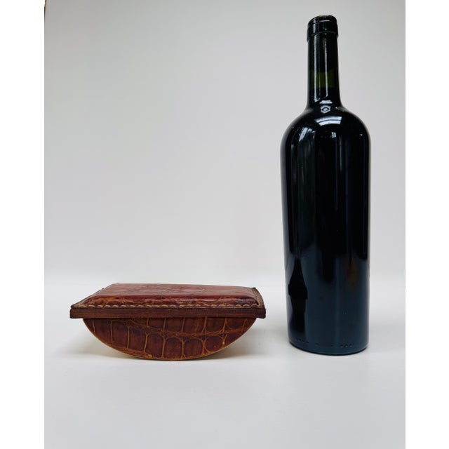 Vintage Argentine Genuine Caiman Leather Desk Ink Blotter Rocker With Original Blotting Paper For Sale - Image 10 of 10