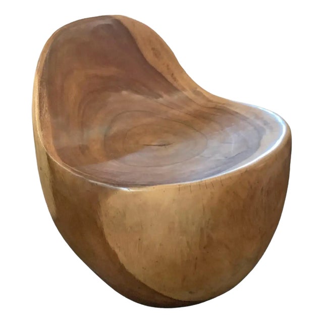 Sculptural Lounge Chair Carved From Solid Mango Wood For Sale