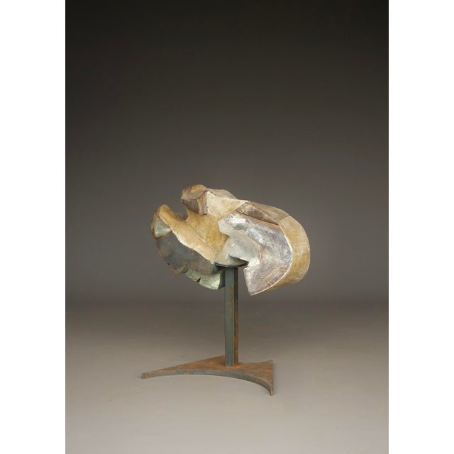 Carved Brutalist Abstract Sculpture, 1970s, Wood and Metal For Sale - Image 12 of 13