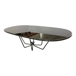Coup d'Etat Bespoke Black Glass + Metal Dining Table For Sale