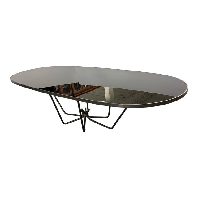 Coup d'Etat Bespoke Black Glass + Metal Dining Table For Sale
