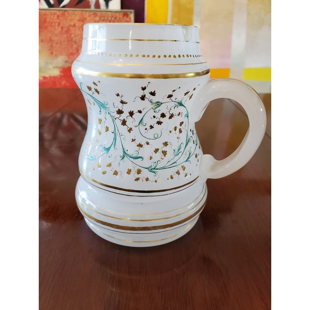 Antique Large Handpainted Opaline Tankard For Sale - Image 4 of 7