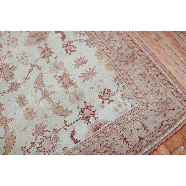 Oversize Antique Zabihi Collection Turkish Oushak Light Blue Decorative Rug - 3'7" x 18'5" For Sale - Image 12 of 12