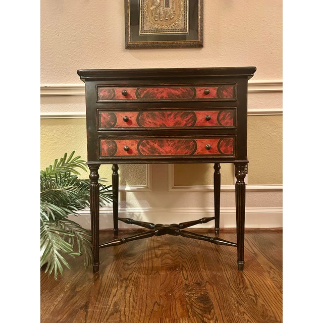 Gorgeous Theodore Alexander accent chest for any room! Would make a cool little dry bar or tea table. Faux tortoise shell...