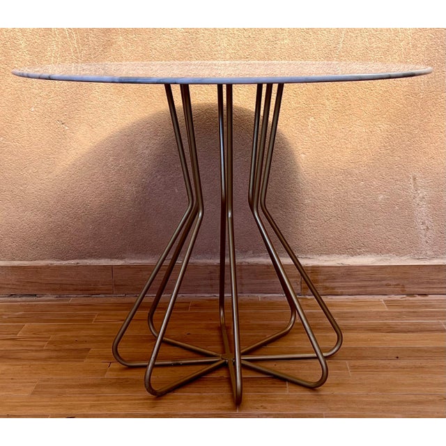 New Metal Fleur Side Table with White Marble Top, Indoor and Outdoor For Sale - Image 11 of 18