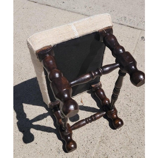 Early 20thc Child's Wing-Back Chair and Ottoman With 19thc Linen Upholstery For Sale - Image 10 of 10