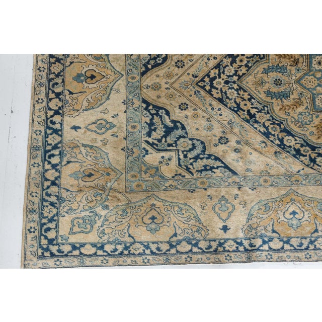 Beige Authentic Early 20th Century Persian Tabriz Handmade Carpet For Sale - Image 8 of 9