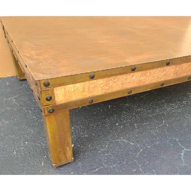 Copper Coffee Cocktail Table 73" For Sale - Image 9 of 12