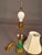 French Bronze & Green Glass Table Lamp With Porcelain Flowers and Silk Shade, Circa 1920 For Sale - Image 9 of 11